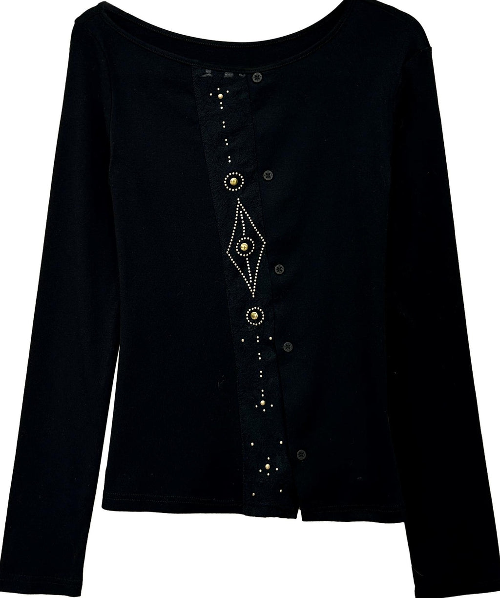 THELIGHT | GEOMETRIC BEADED LONG SLEEVE T-SHIRT【ID:TN00100】