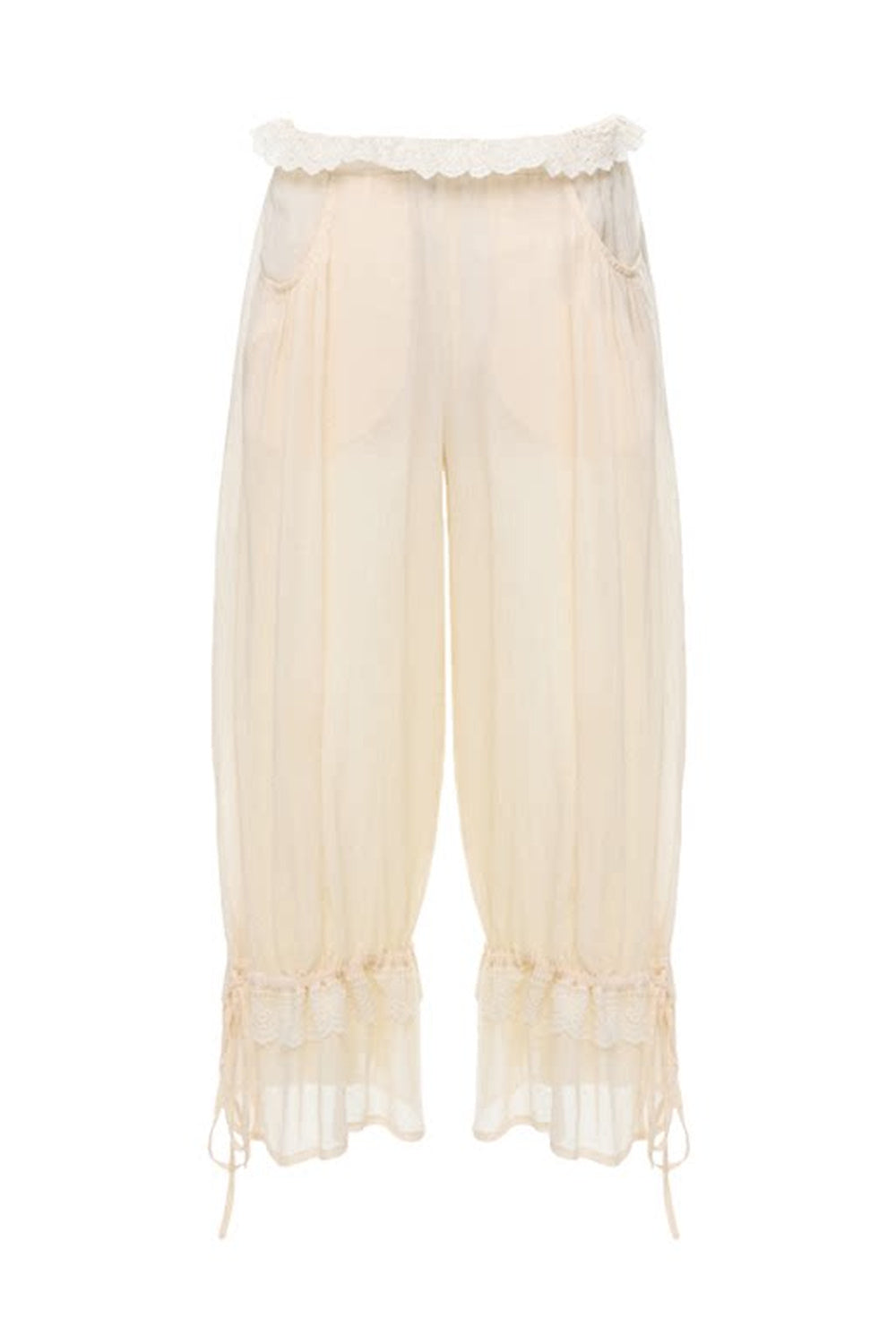 Beige Lace Lantern Pants
