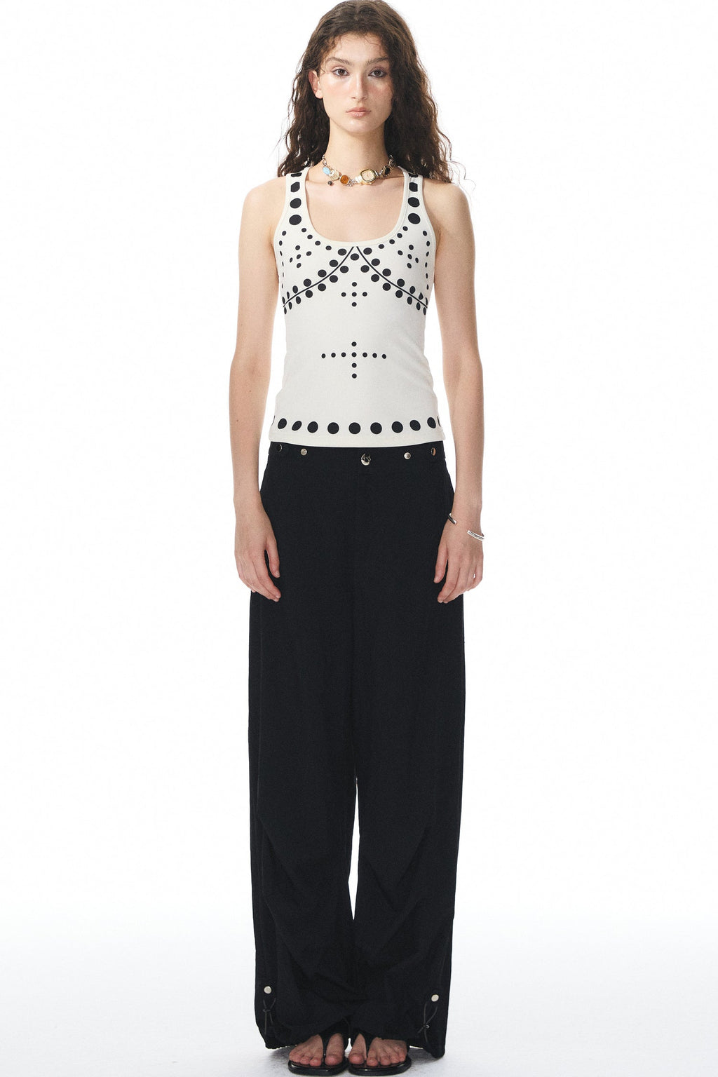 Polka Dot Knit Tank Top