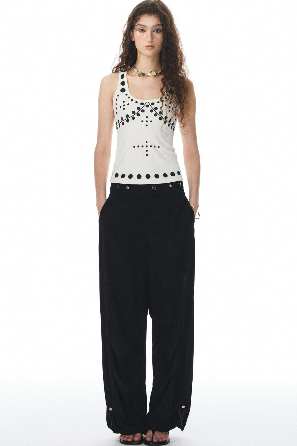 Polka Dot Knit Tank Top