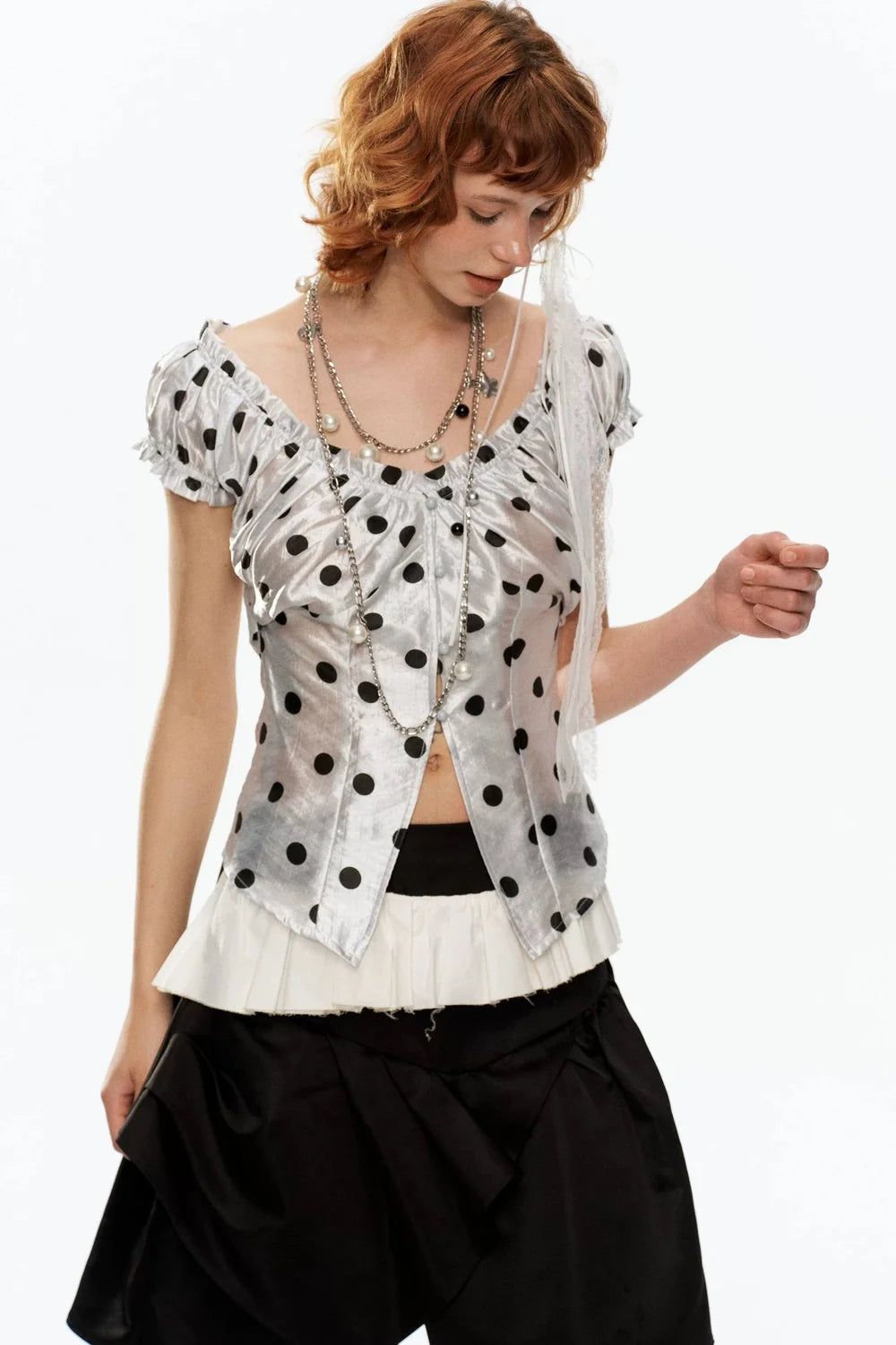 Polka Dot Glossy Cardigan Top