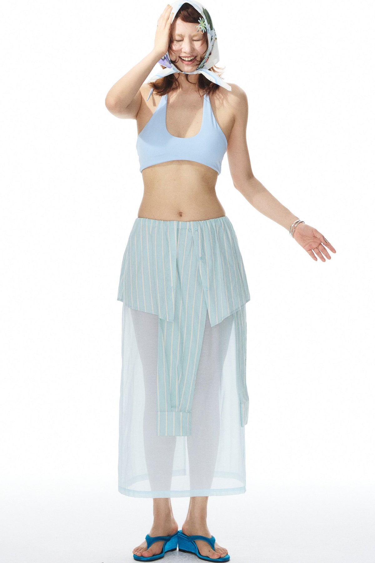 Blue-Green Striped Skirt
