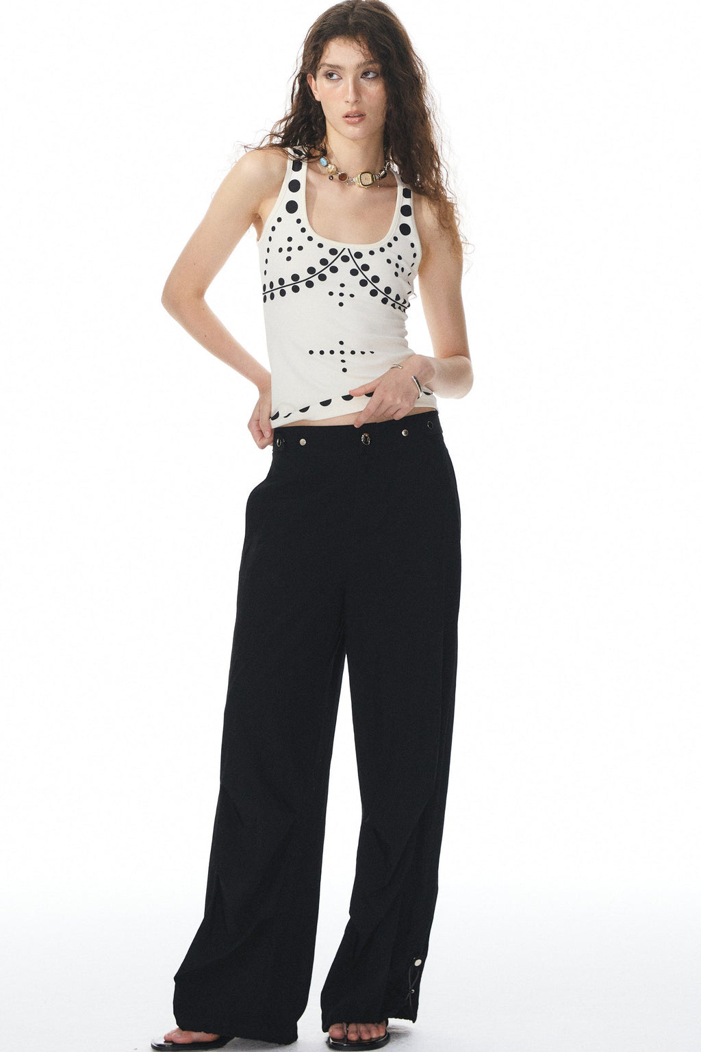 Polka Dot Knit Tank Top