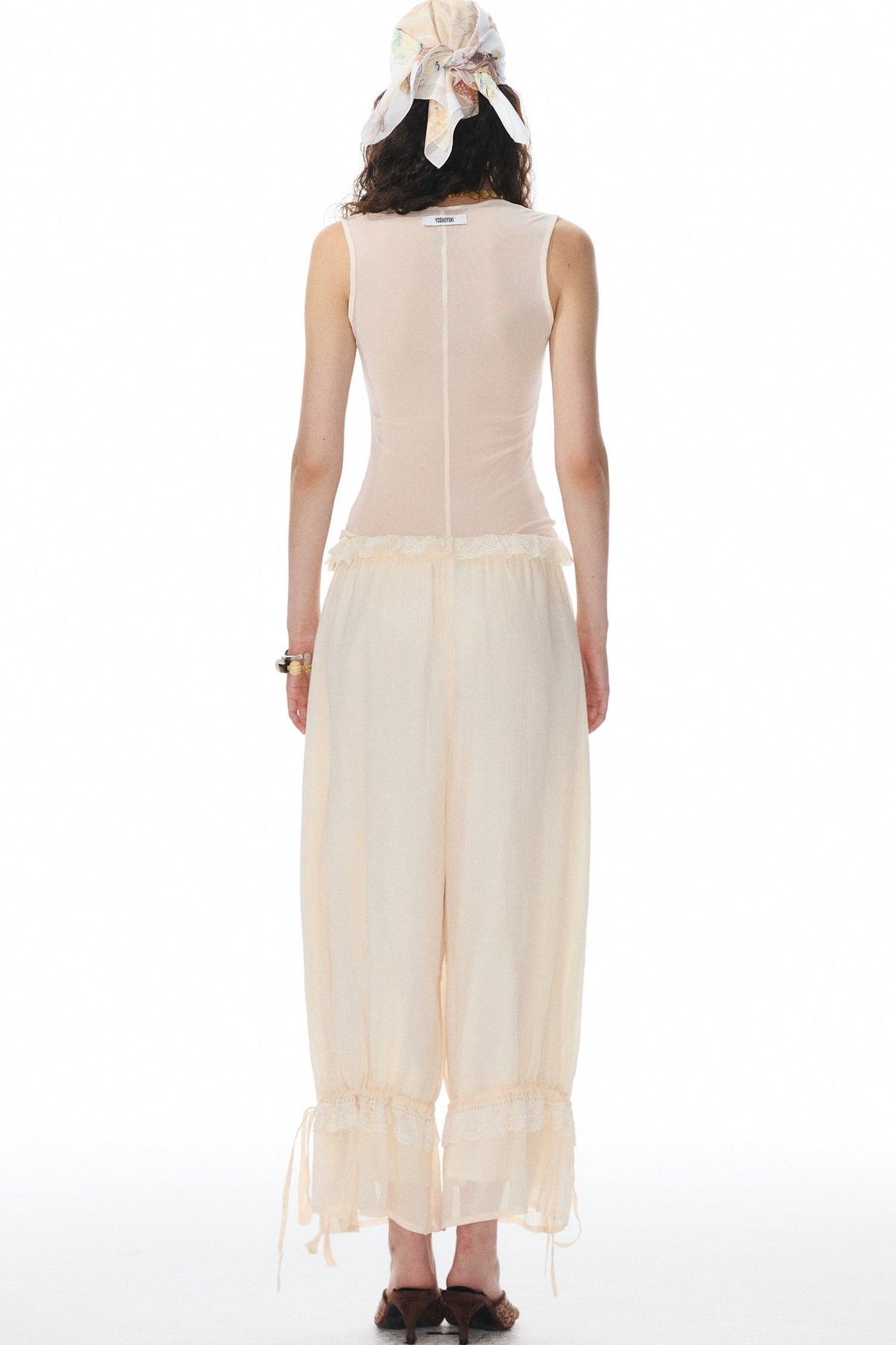 Beige Lace Lantern Pants