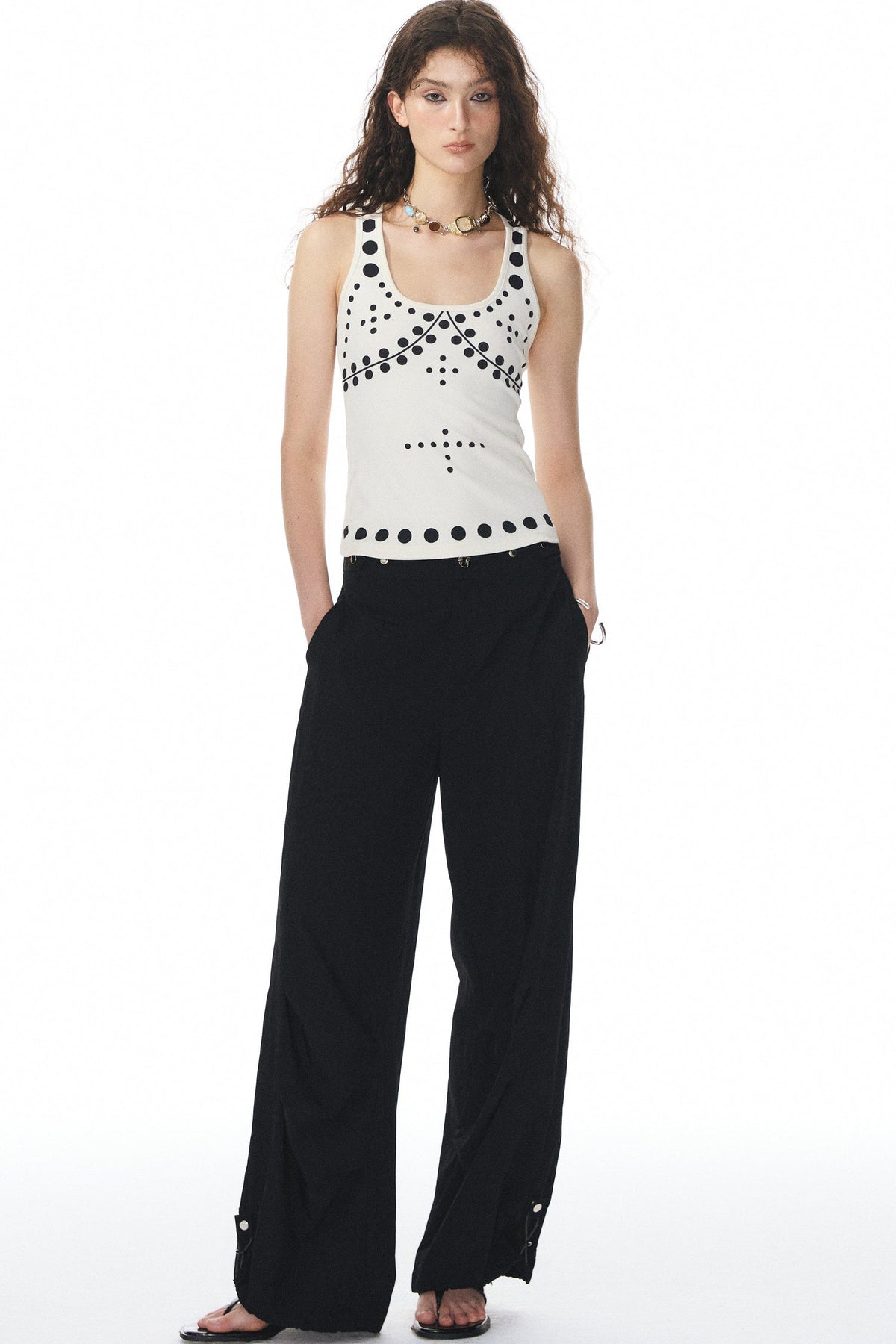 Polka Dot Knit Tank Top