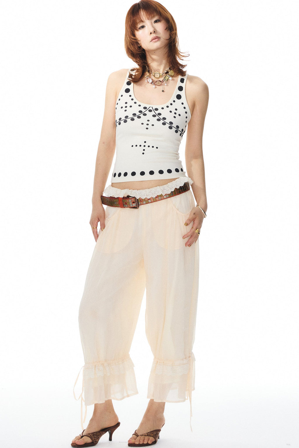 Polka Dot Knit Tank Top