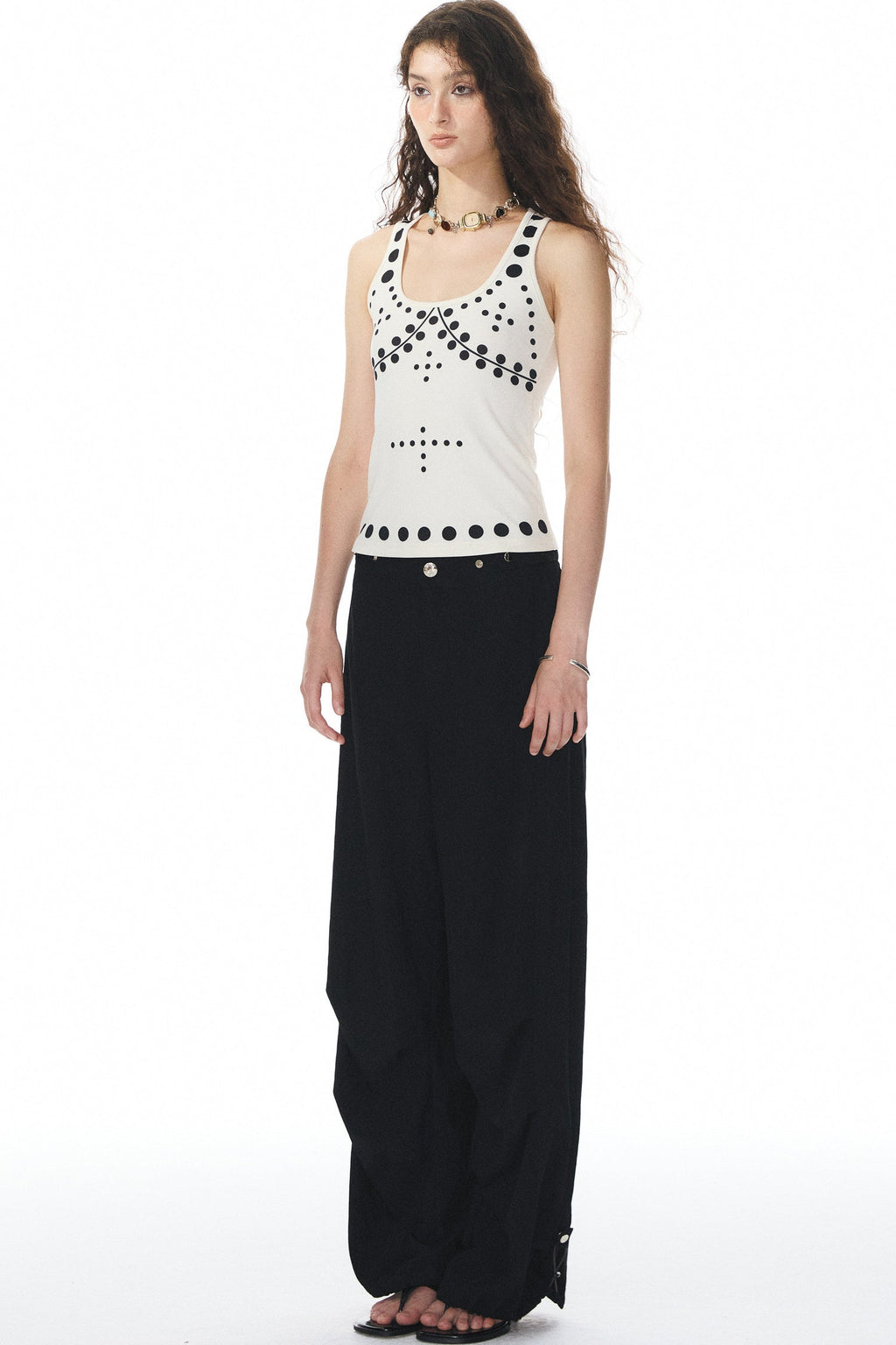 Polka Dot Knit Tank Top