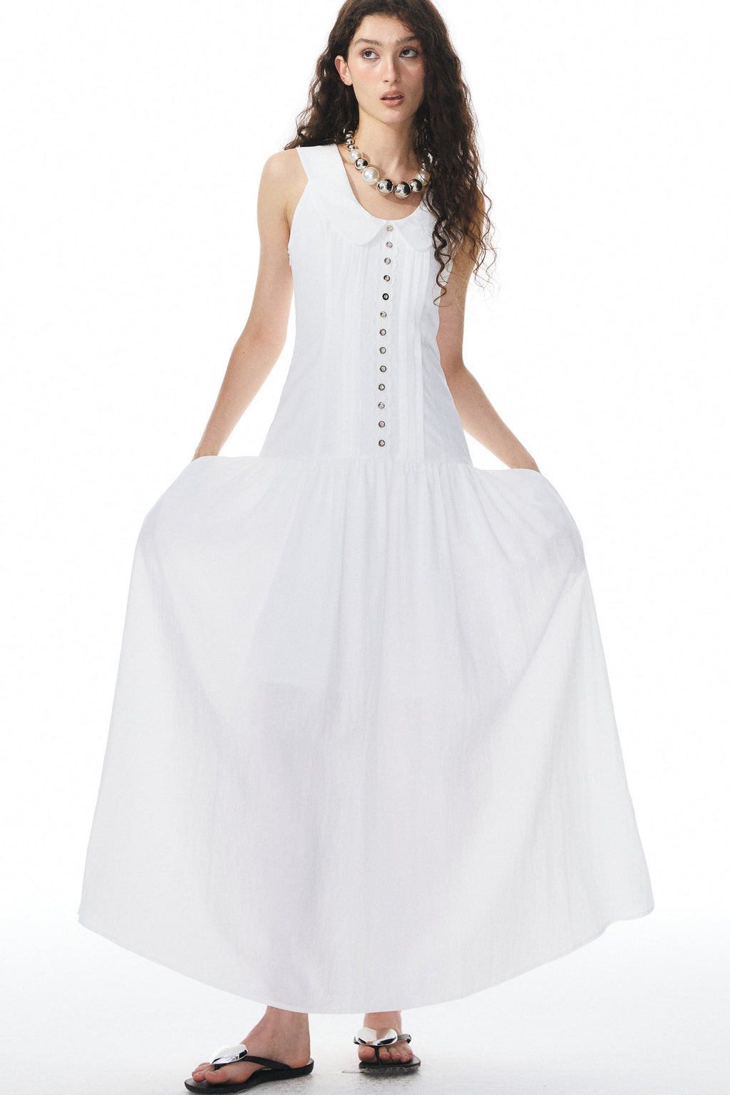 White Low-Neck Dress