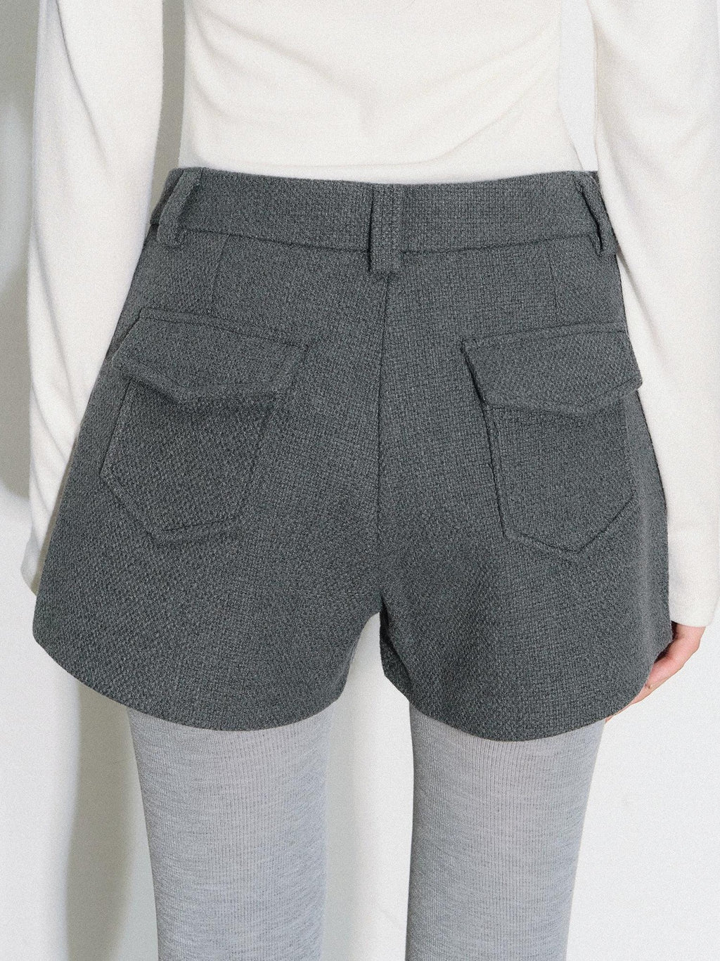 THELIGHT | GRAY TWEED HIGH-WAISTED PANTS【ID:TN00090】