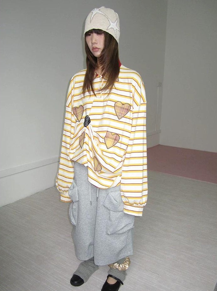 3months | 3D STRIPED DECORATIVE SWEATER【ID:TN00041】