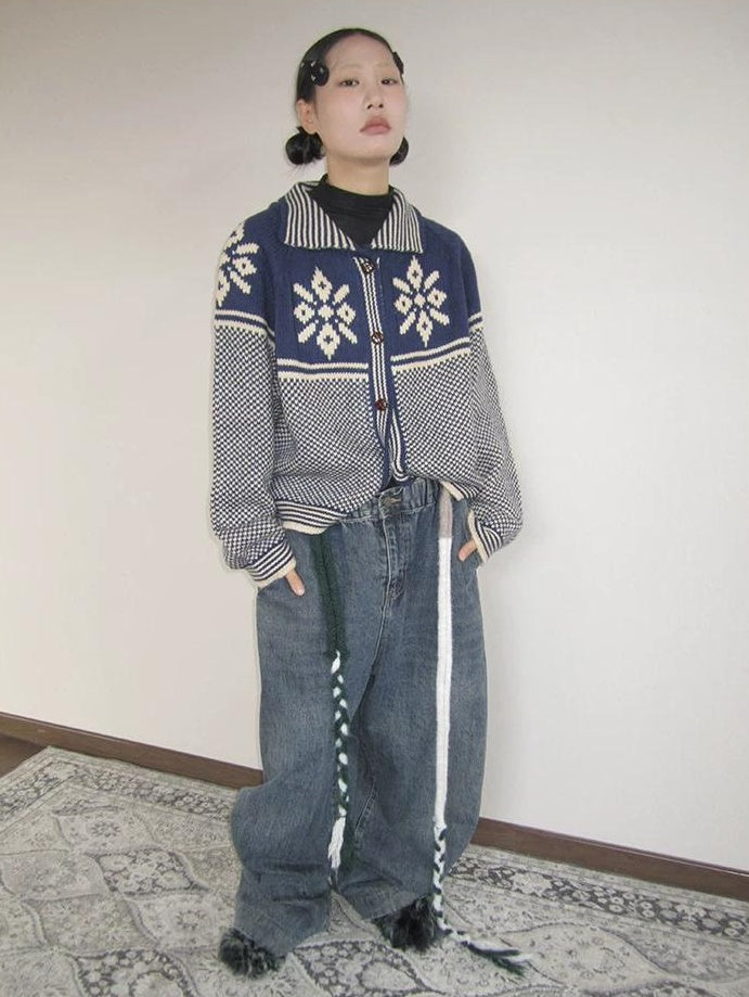 3months | RETRO LOOSE KNIT SWEATER JACKET【ID:TN00043】