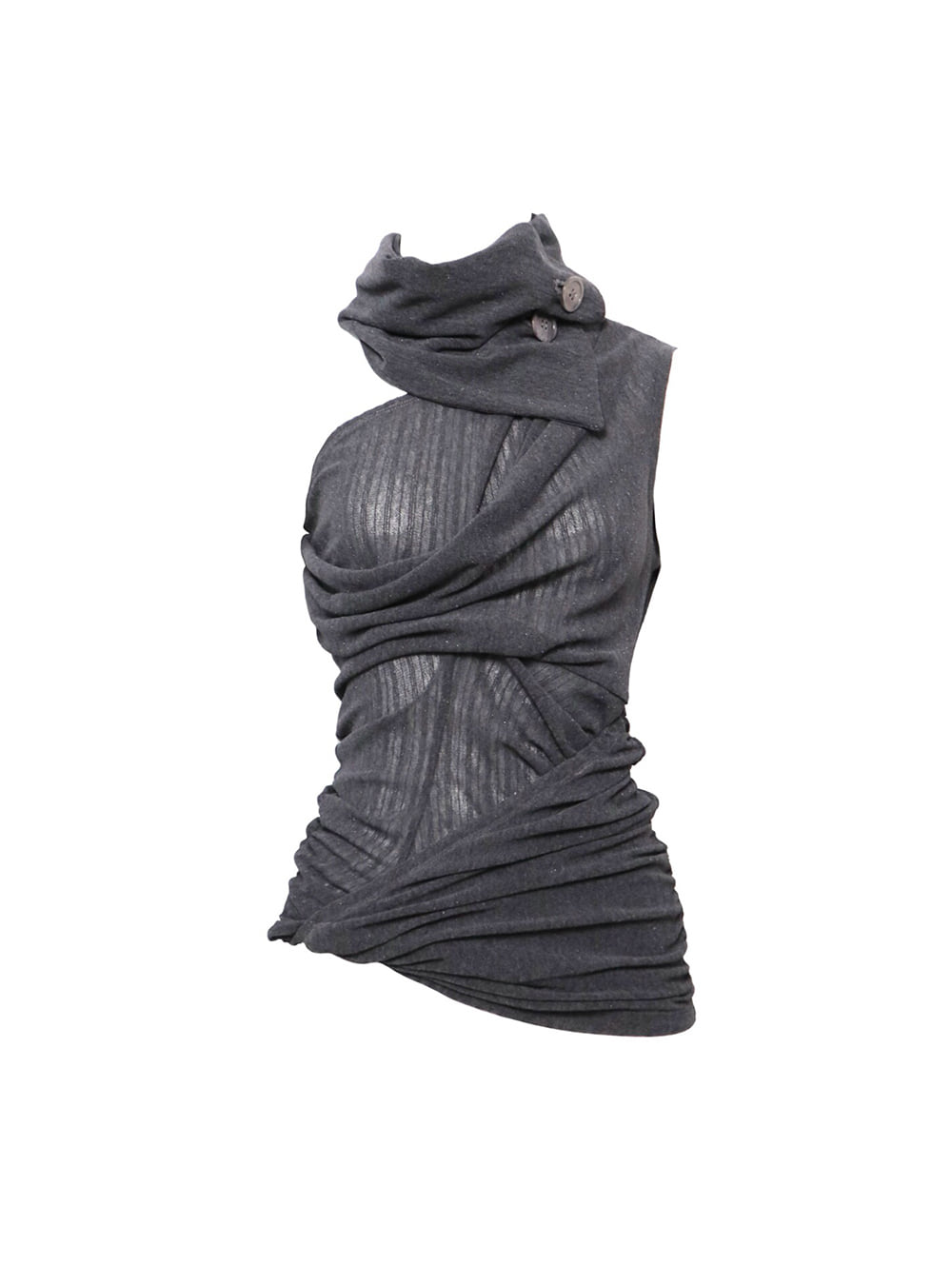 Sheer Draped Sleeveless Top (3color)
