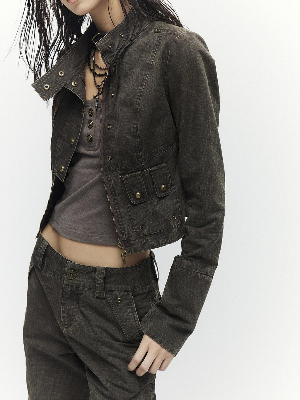 High Waist 100 Percent Cotton Vintage Slim Fit Women Coffee Brown Straight Pants