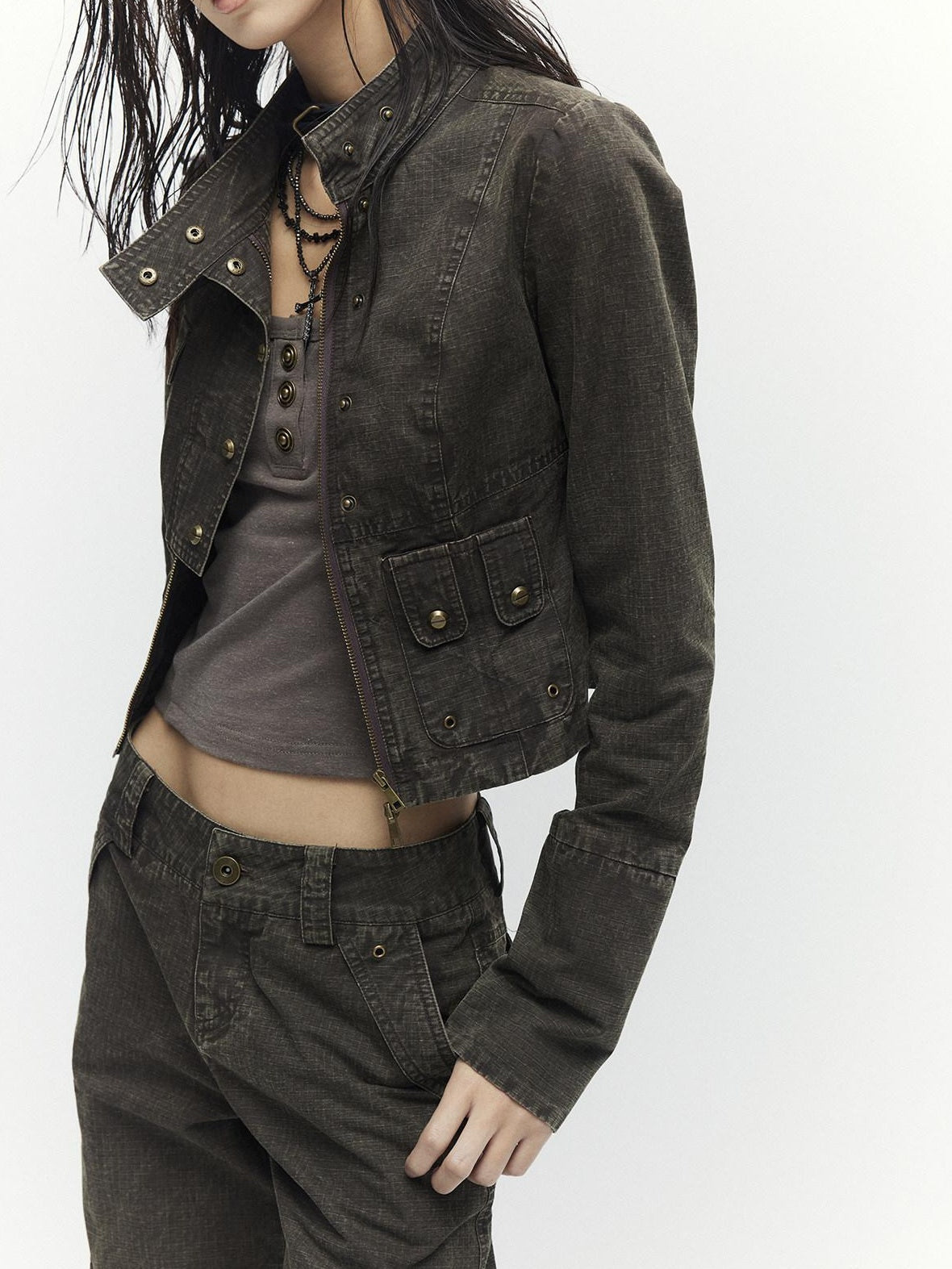 High Waist 100 Percent Cotton Vintage Slim Fit Women Coffee Brown Straight Pants