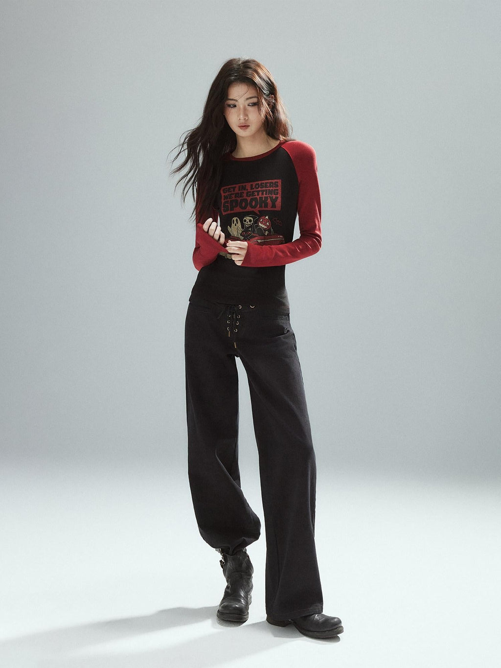 Pure Cotton Patchwork Low Waist Street Zipper Women Colorblock Straight Pants