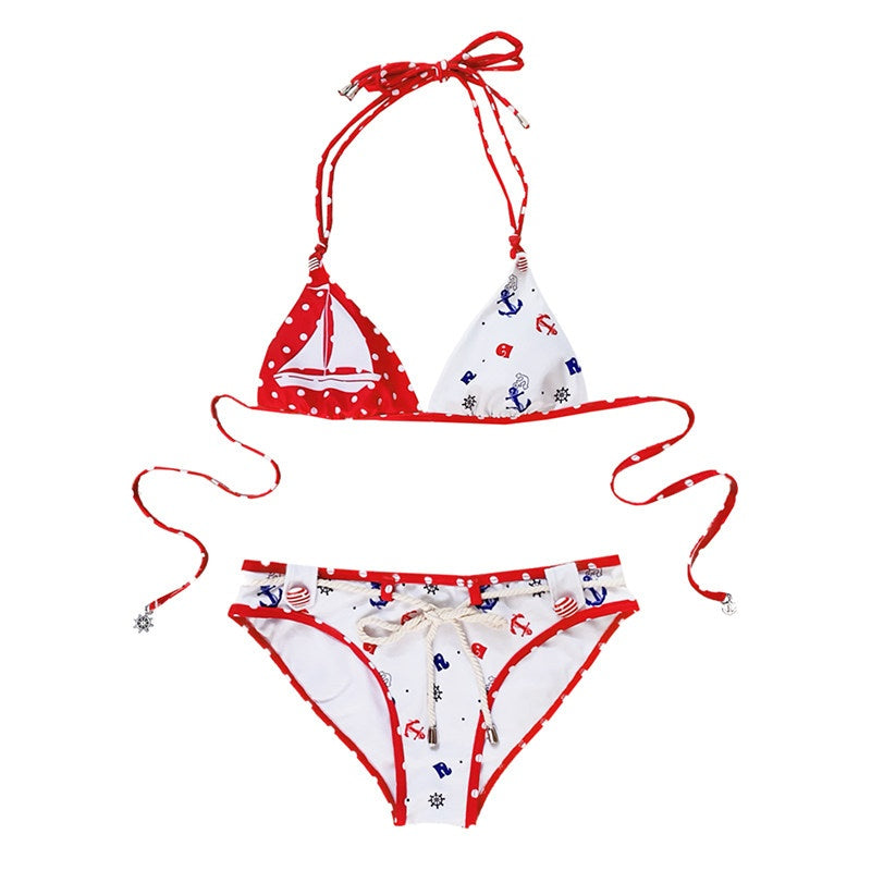 Padded Comfort Two Piece Red And Navy Bikini