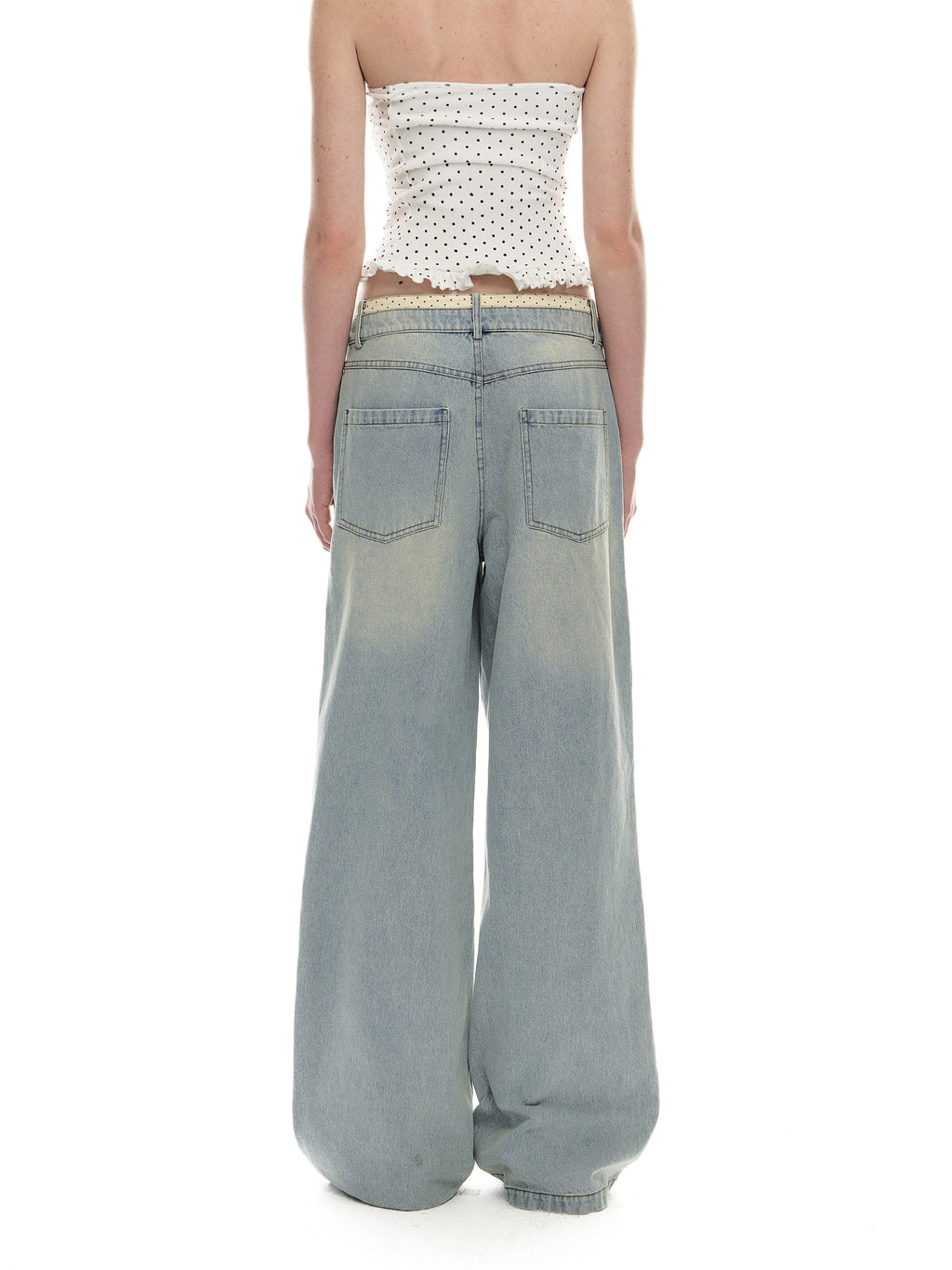 Romance Nanci Contrast Waist Low-Rise Straight Jeans