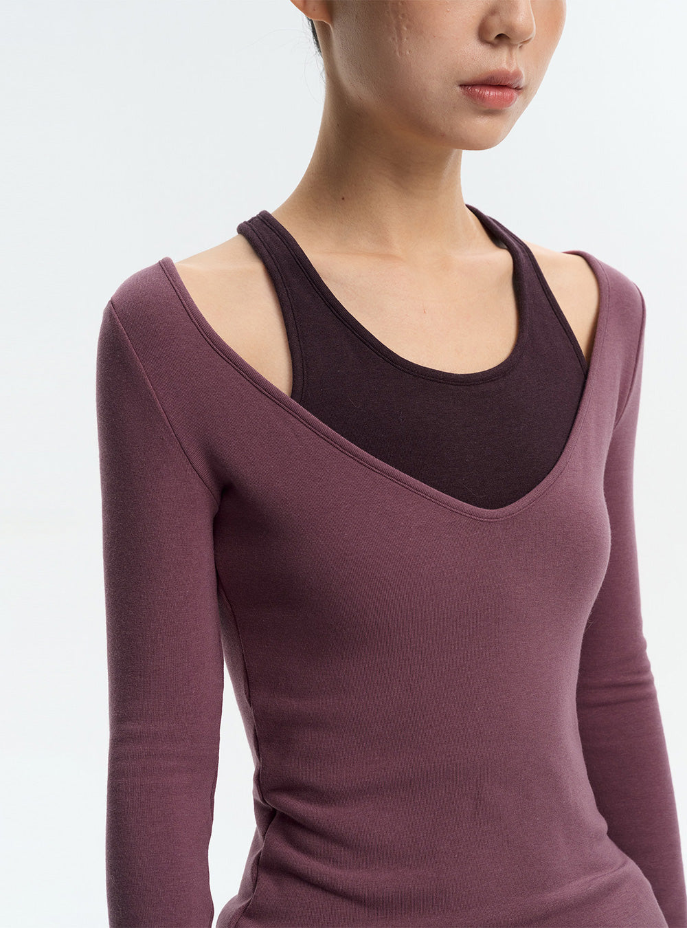 Brushed Color Block Base Top (3color)