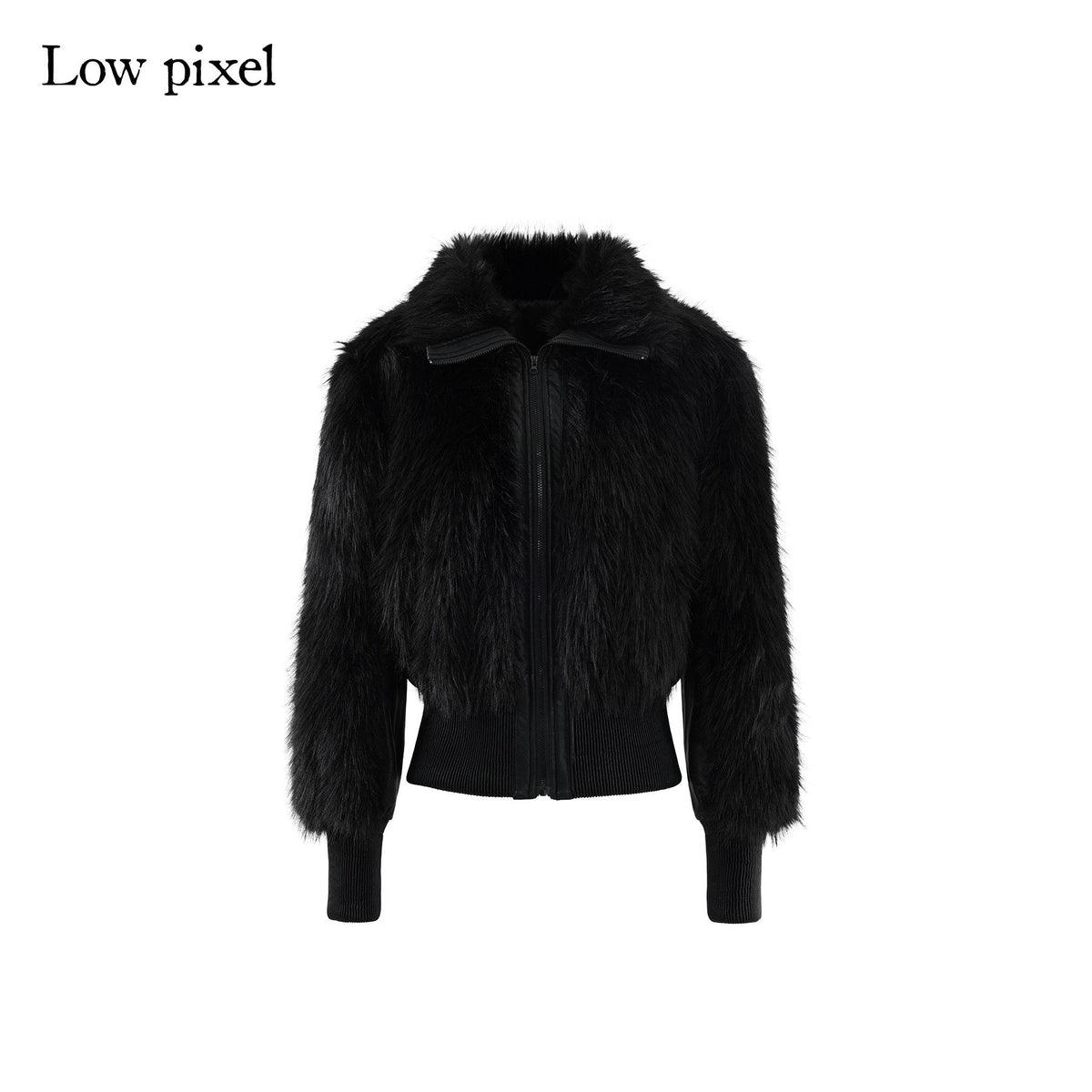 Warm Thick Black Sexy Slim Fit Spandex Zipper Lapel Women Cropped Jackets