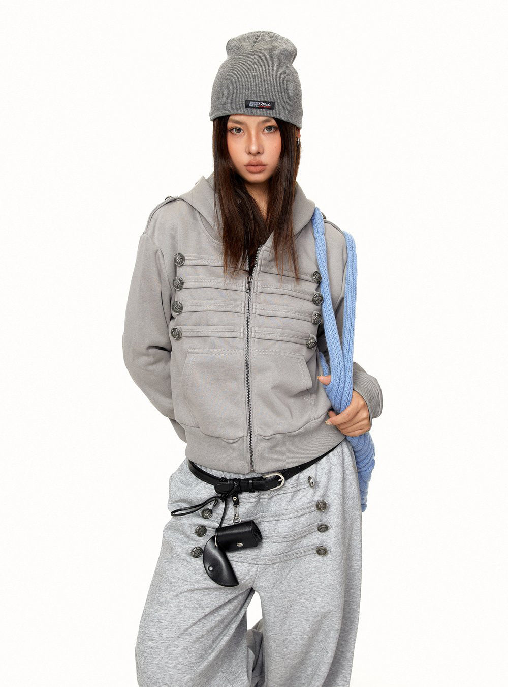 Military Button Zip-Up Jacket (2color)