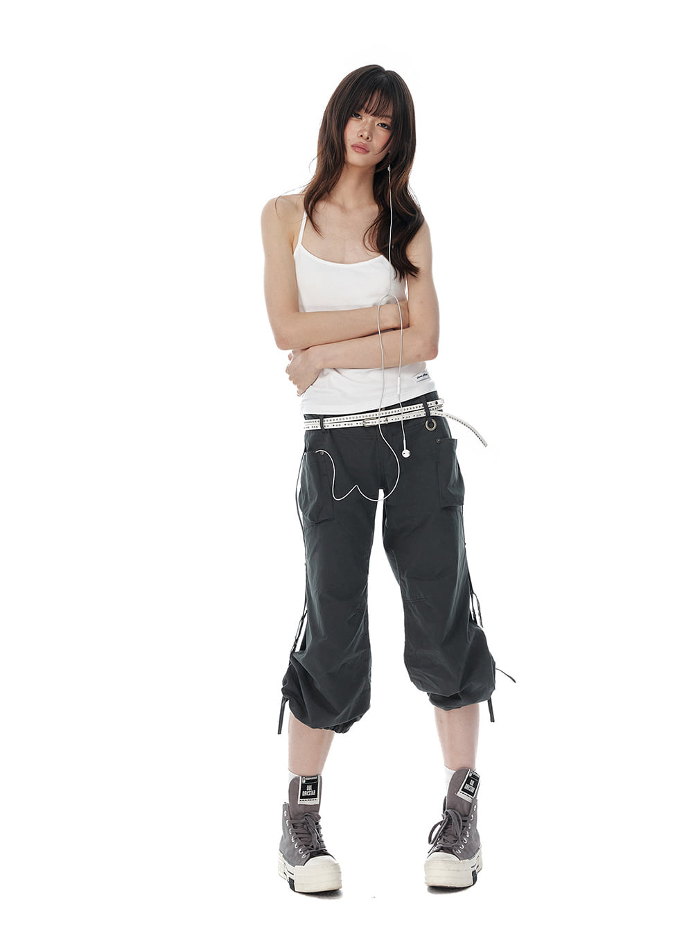 Utility Drawstring Cropped Cargo Pants
