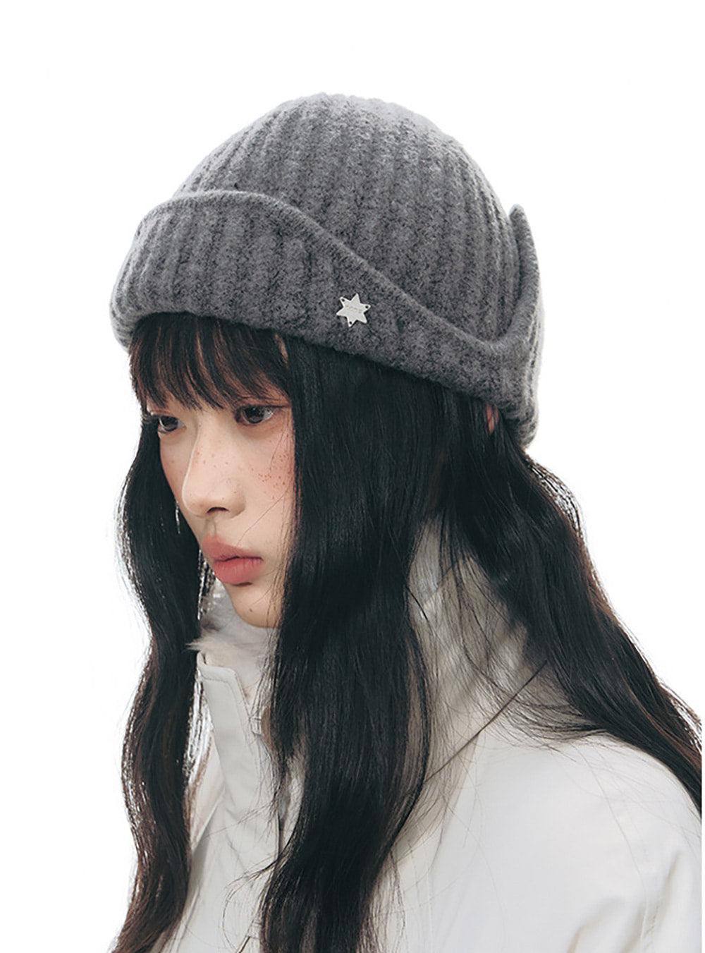 Folded Edge Wool Rib Beanie (3color)