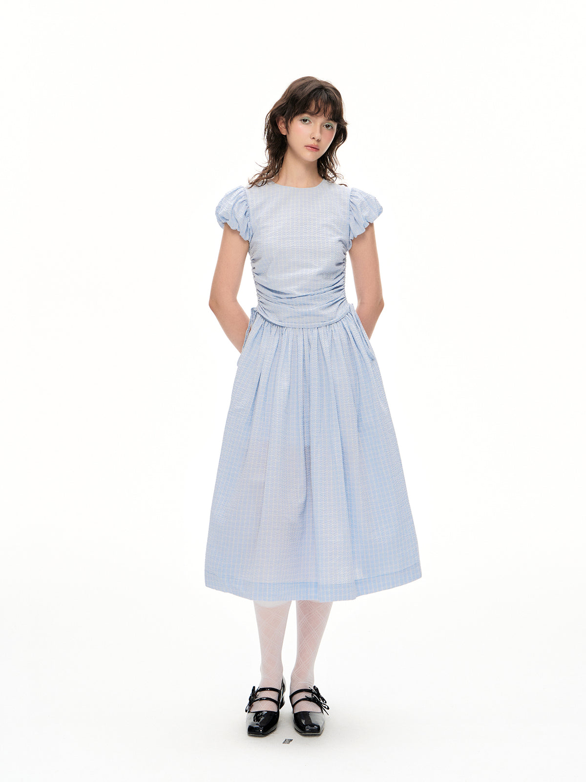Romance Nanci Puff Sleeve Shirring Point Dress
