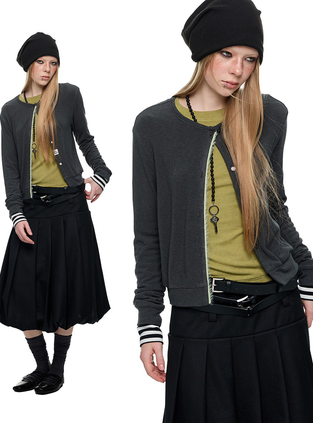 Contrast Trim Knit Cardigan Sweater