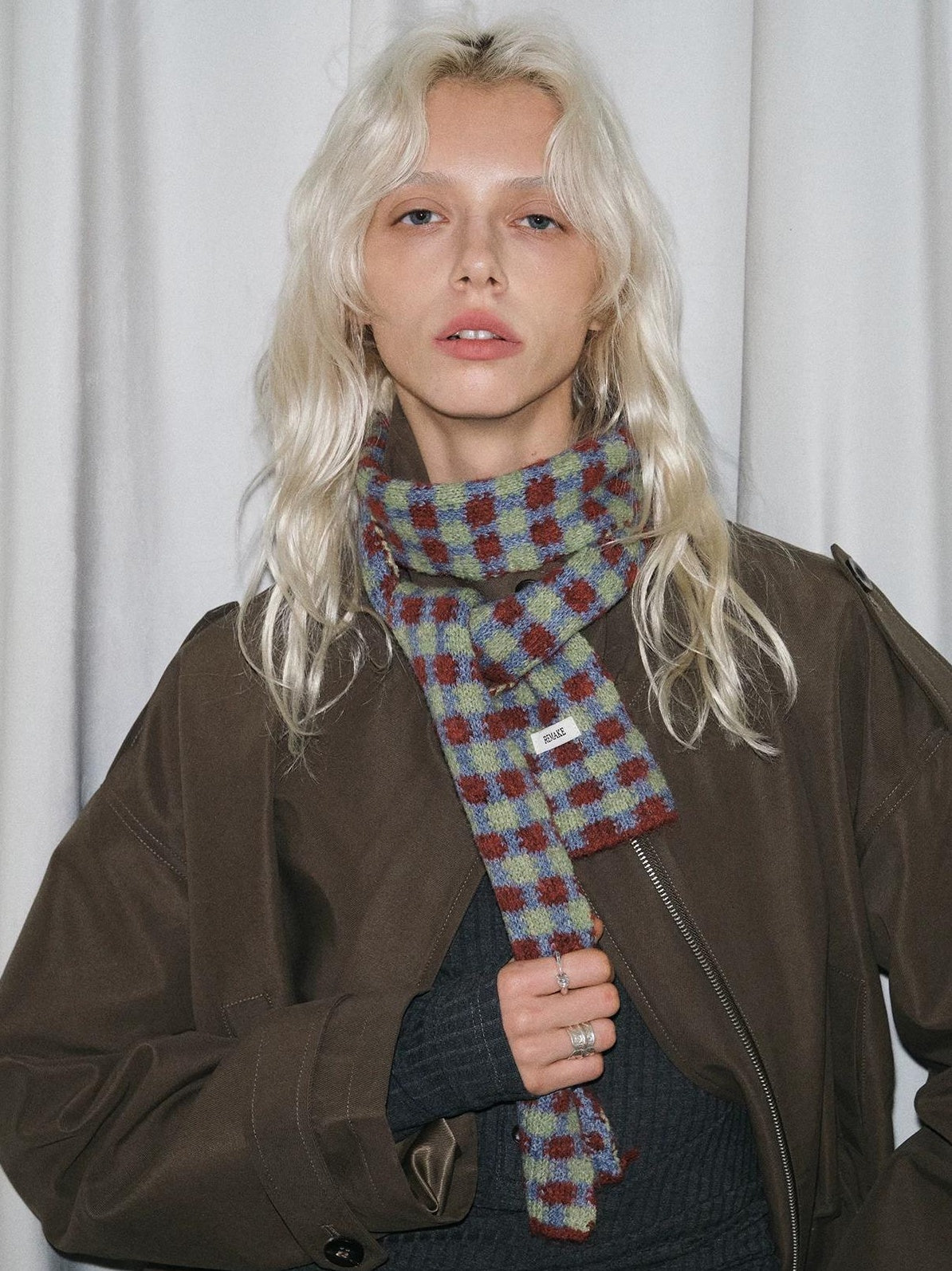TRIA SELECT | PLAID COLOR BLOCK SCARF【ID:TN00080】