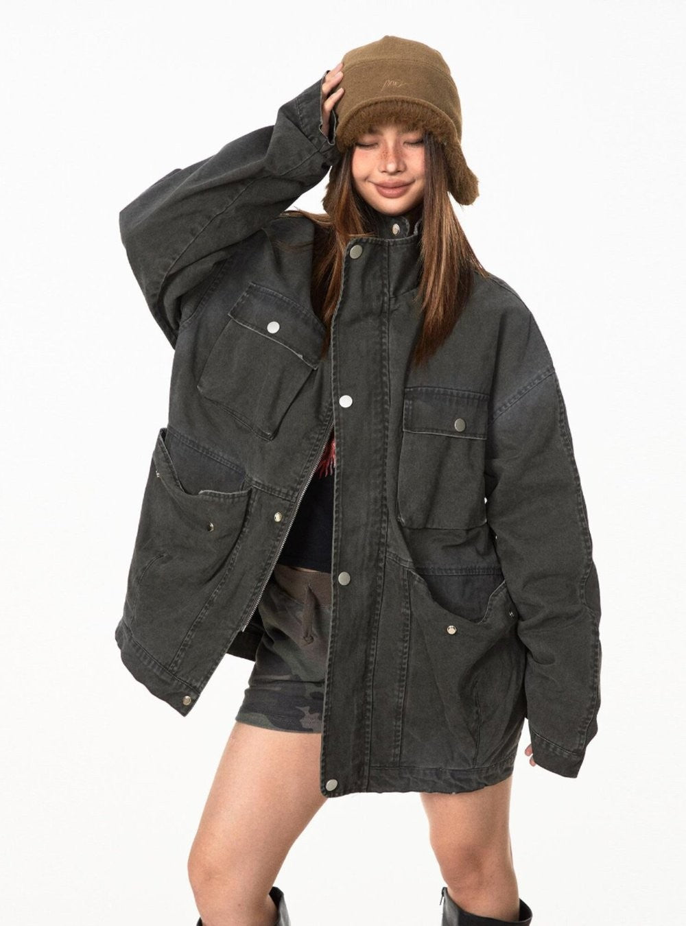 Washed Utility Pocket Jacket (2color)
