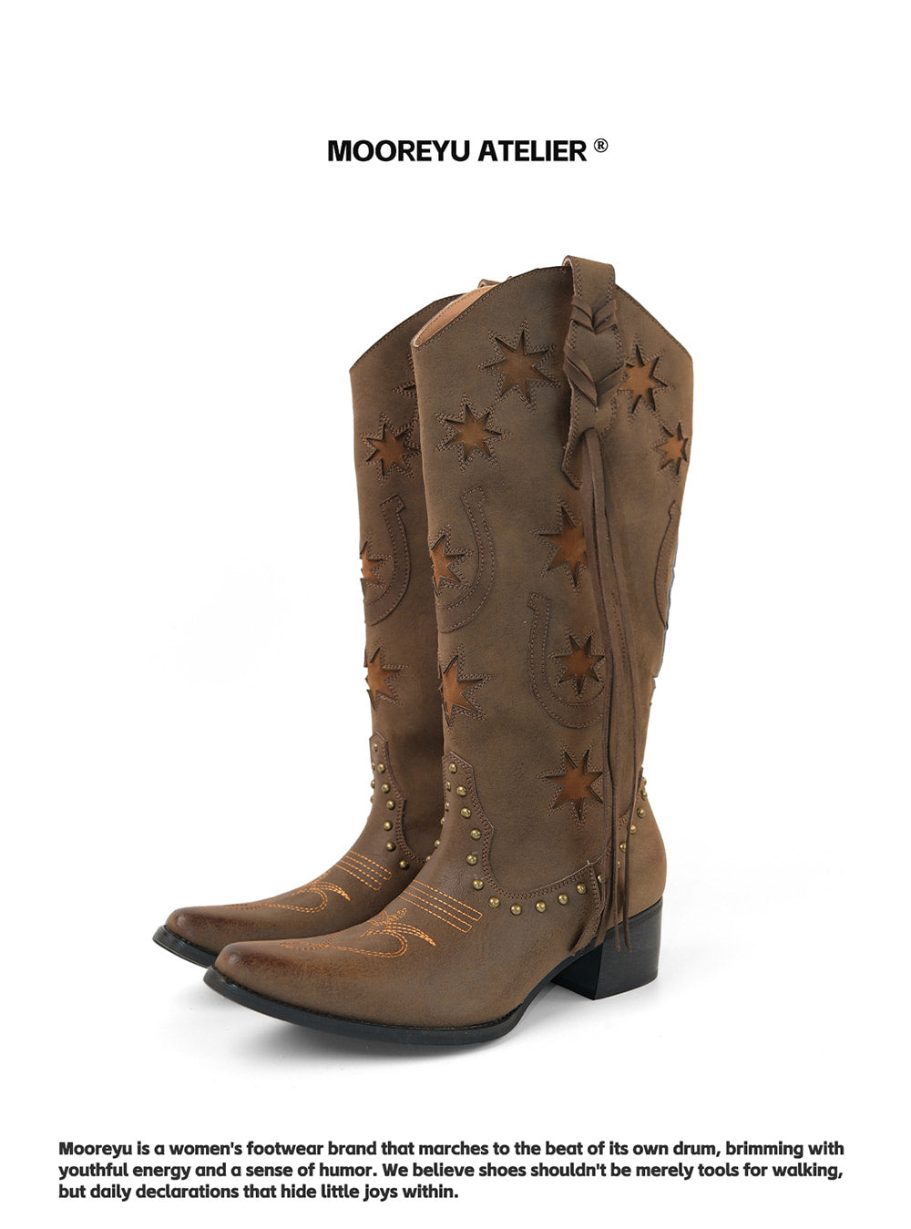 Buckle Pointed Cross Strap Leather Boots