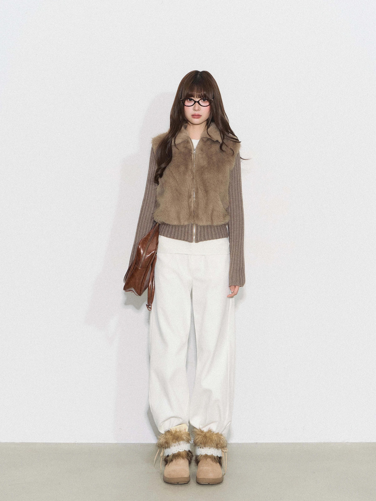 THELIGHT | FURRY SPLICED SHORT COAT【ID:TN00095】