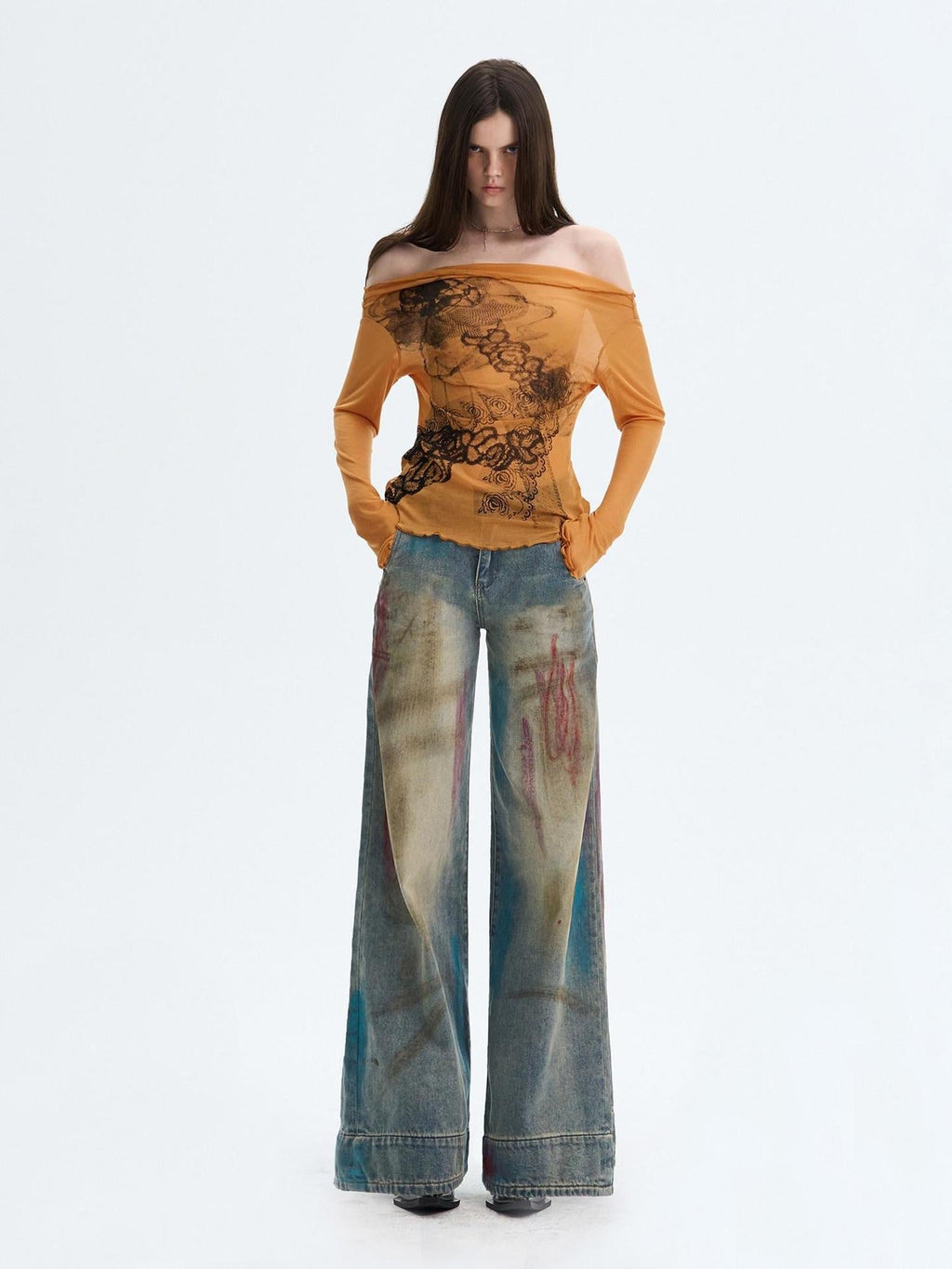 Washed Blue Button Fly Mid Rise Slight Stretch Sexy Straight Leg Jeans