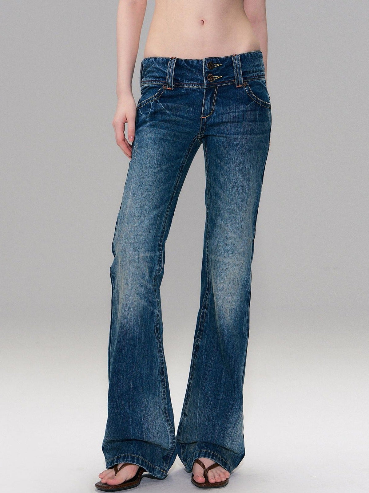 Slight Stretch Low Rise Slim Cotton Casual Women Deep Blue Straight Leg Jeans