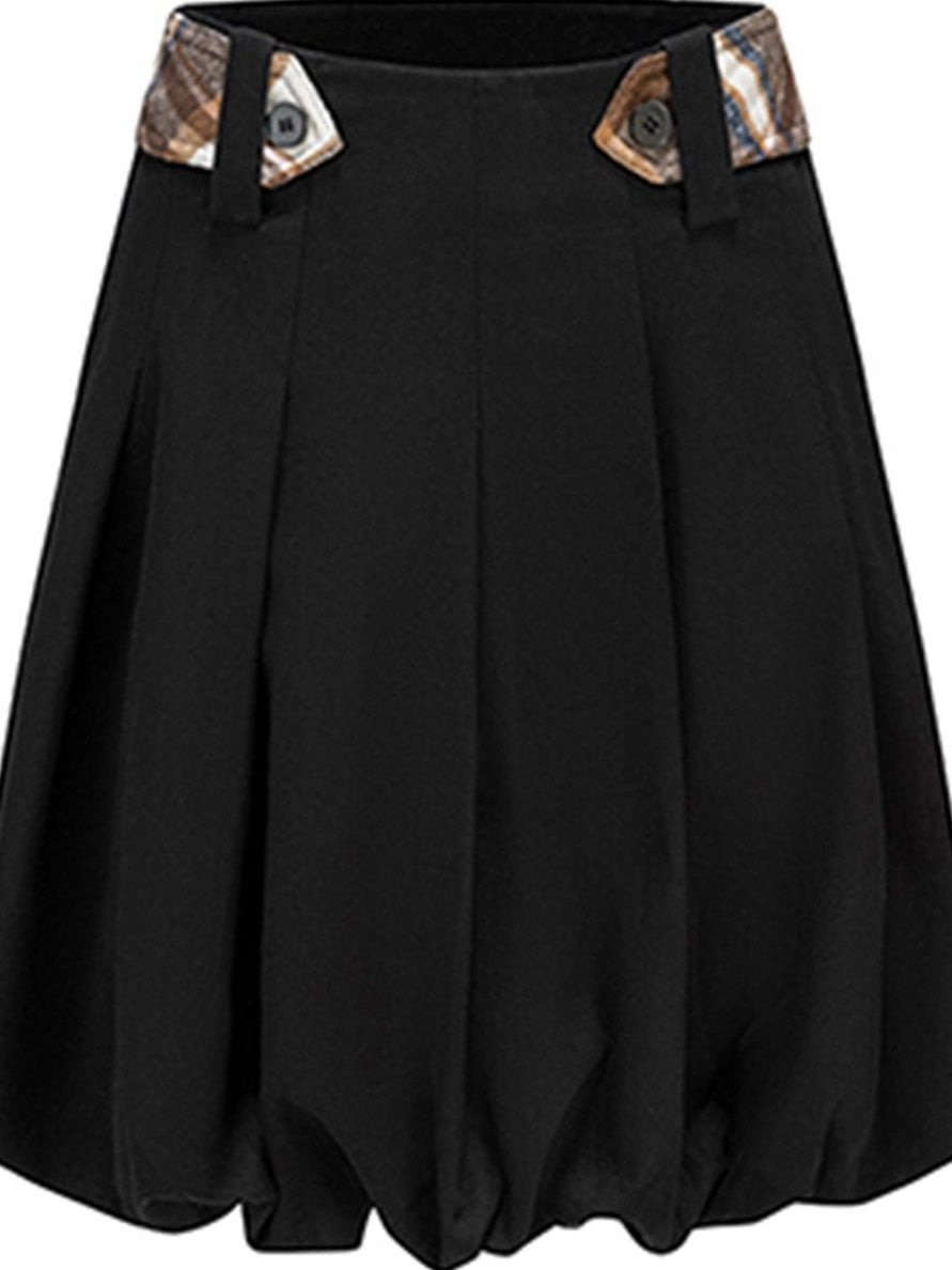 Cute Bow Plaid Cropped Lapel Top High Waist Skirt Unisex Top & Skirt Sets