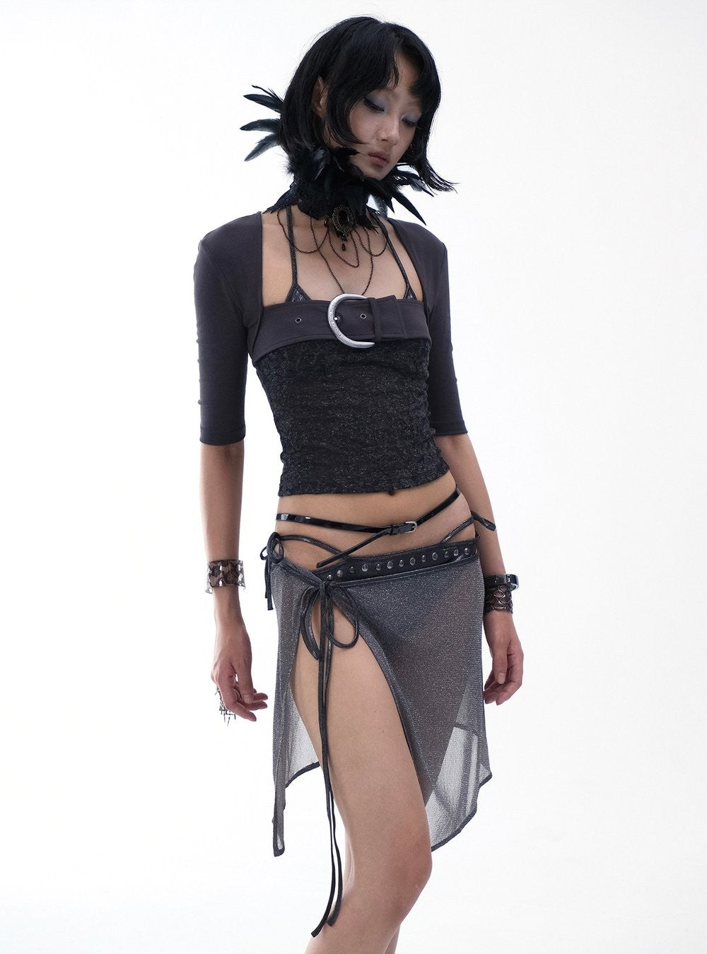 Patchwork Buckle Sleek Top
