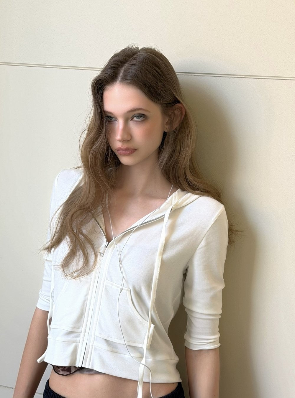Tailored Modal Wool Zip-Up Top