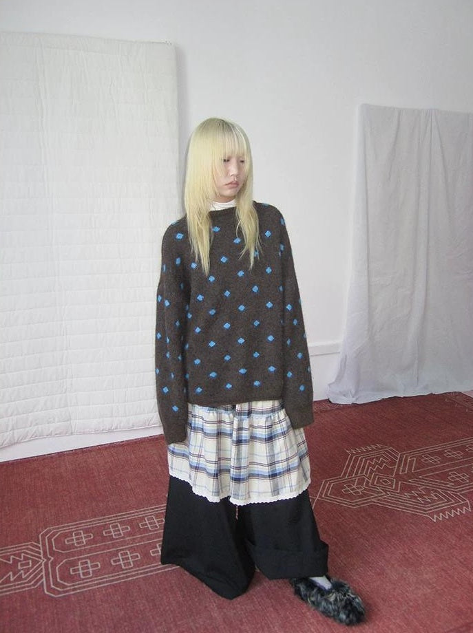 3months |  RETRO PLAID SPLICING PANTS【ID:TN00020】