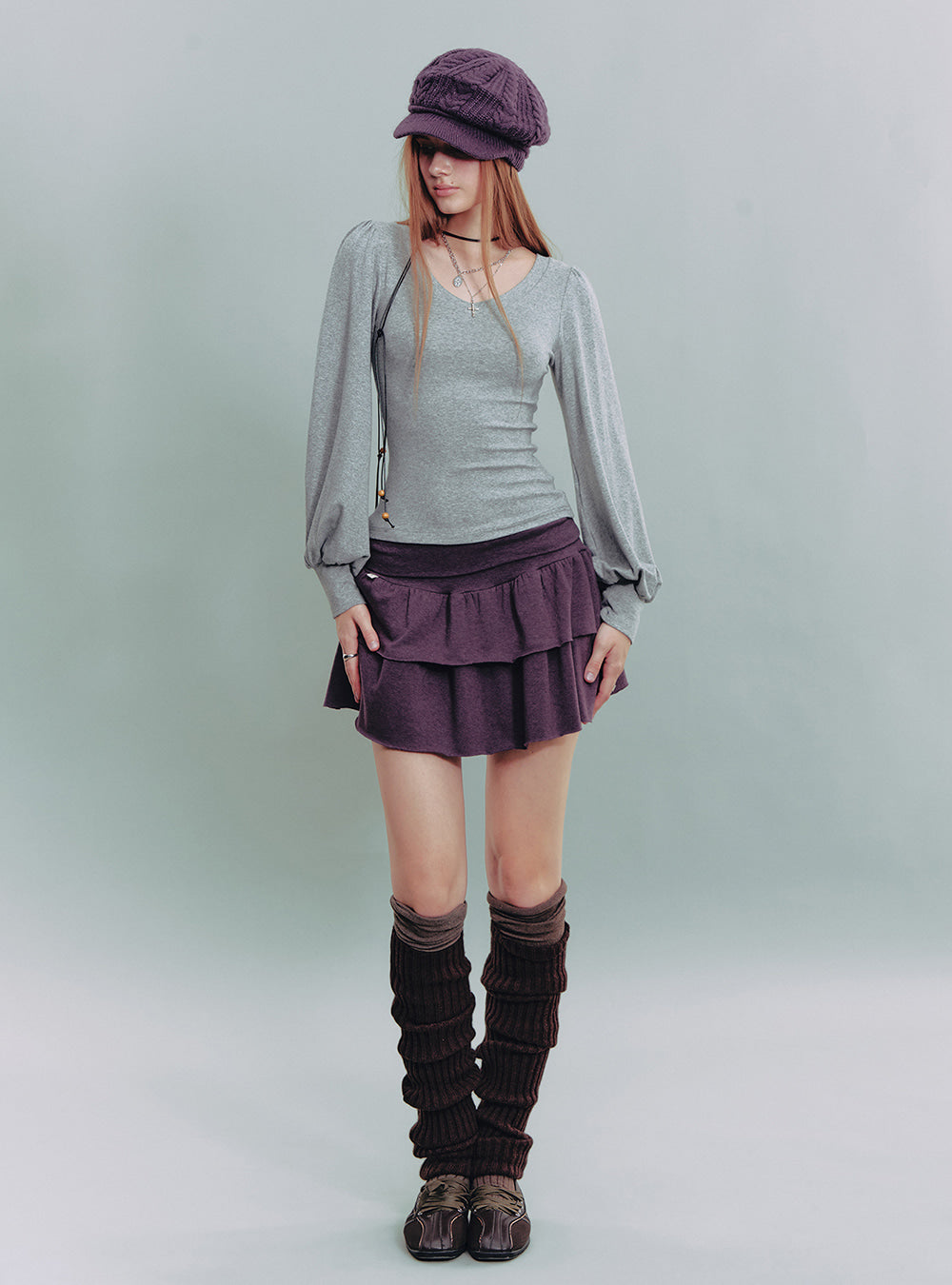 Wing Print Puff Sleeve Top (2color)