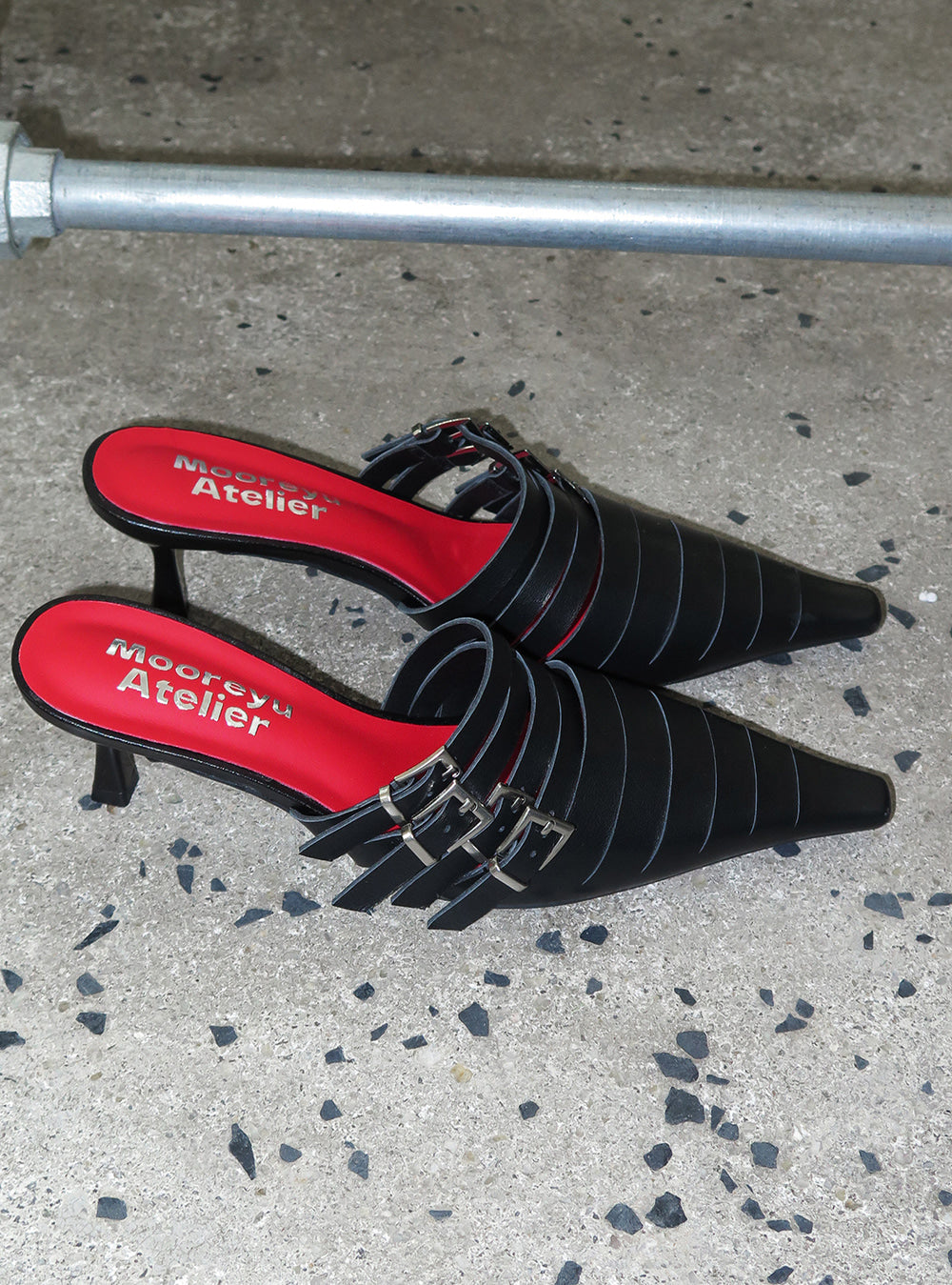Crimson Slash Mule Heels