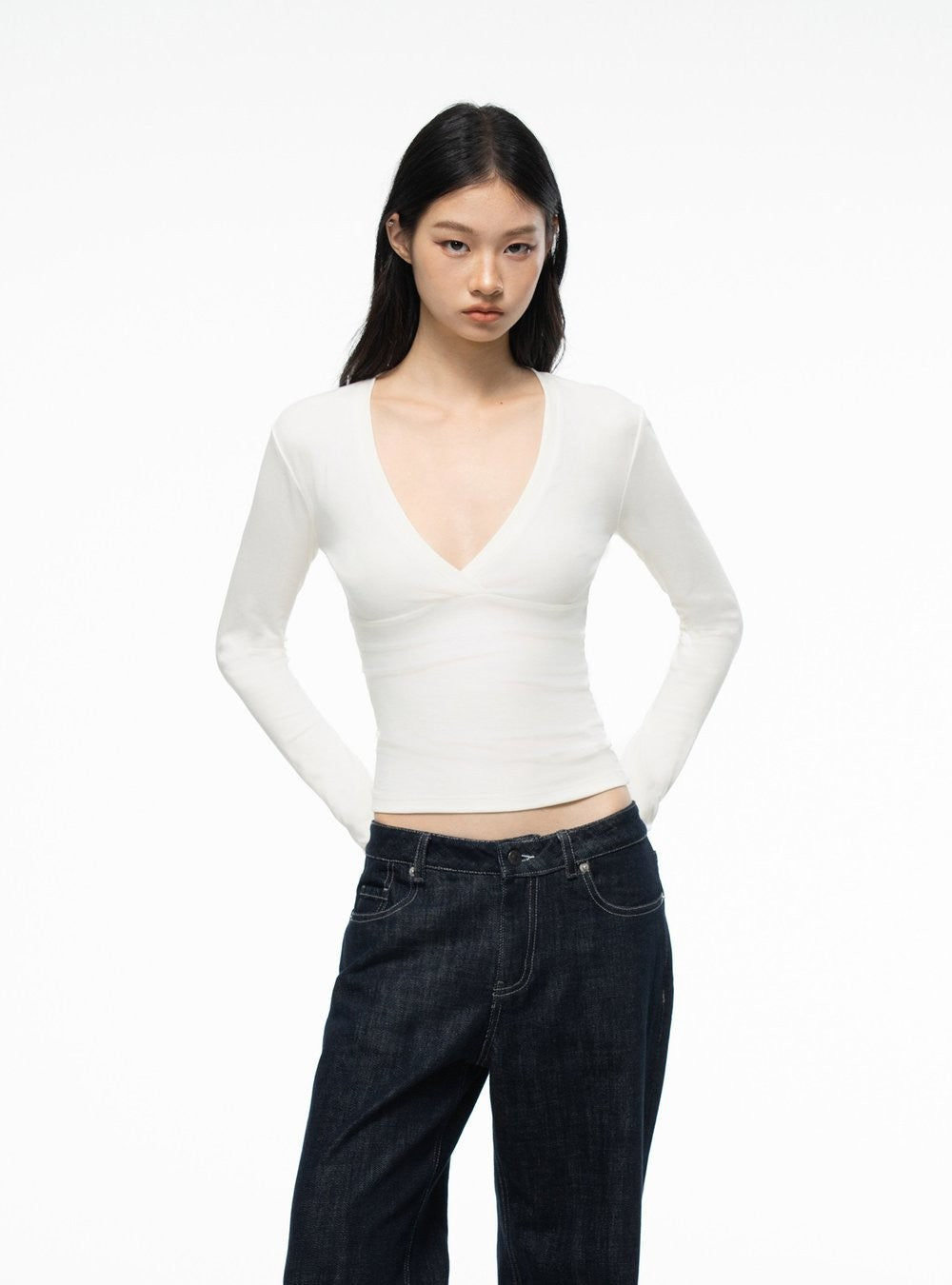 Deep V Wrap Top (2color)