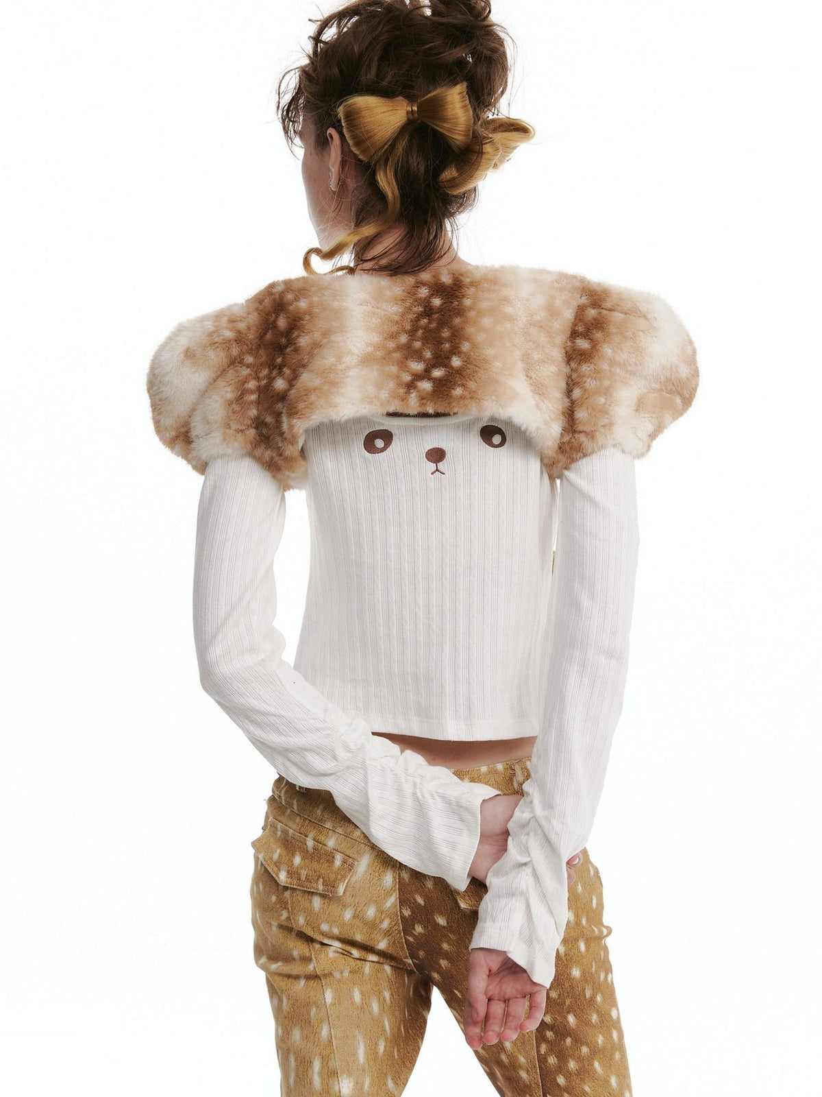 Original Design Cropped Boatneck Open Front Cardigan Women Black Deer Accessories