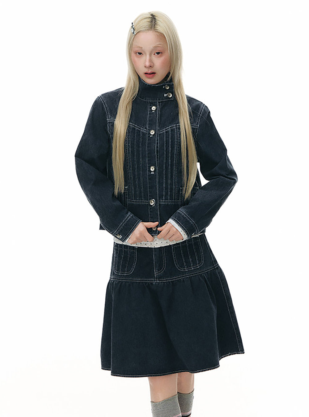 Retro Line Denim Jacket (2color)