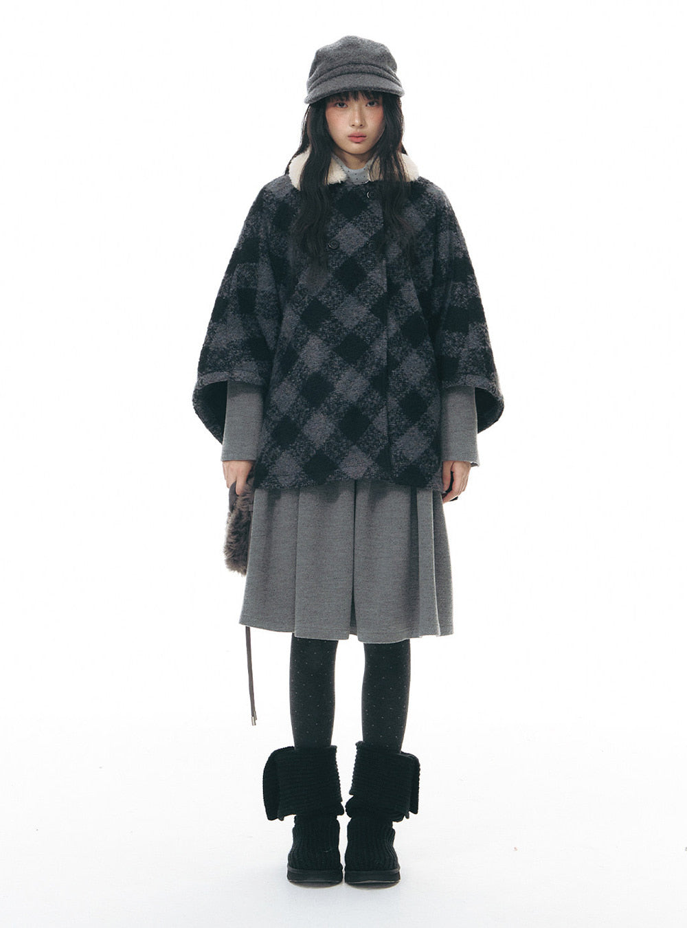 Textured Knit Jacket Scarf Set (2color)