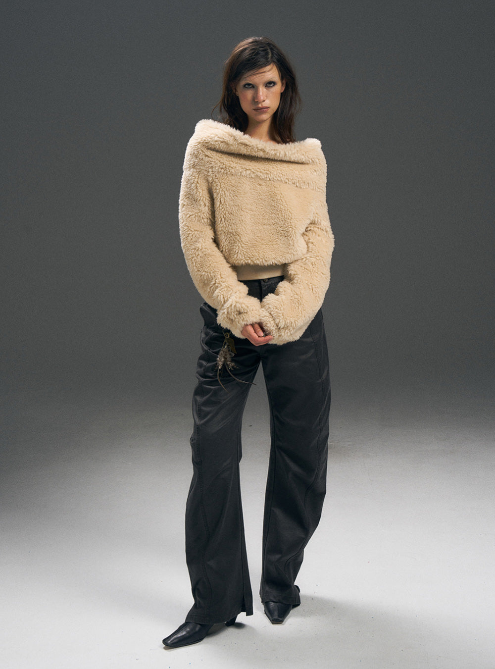 Curved Matte Coated Straight Pants