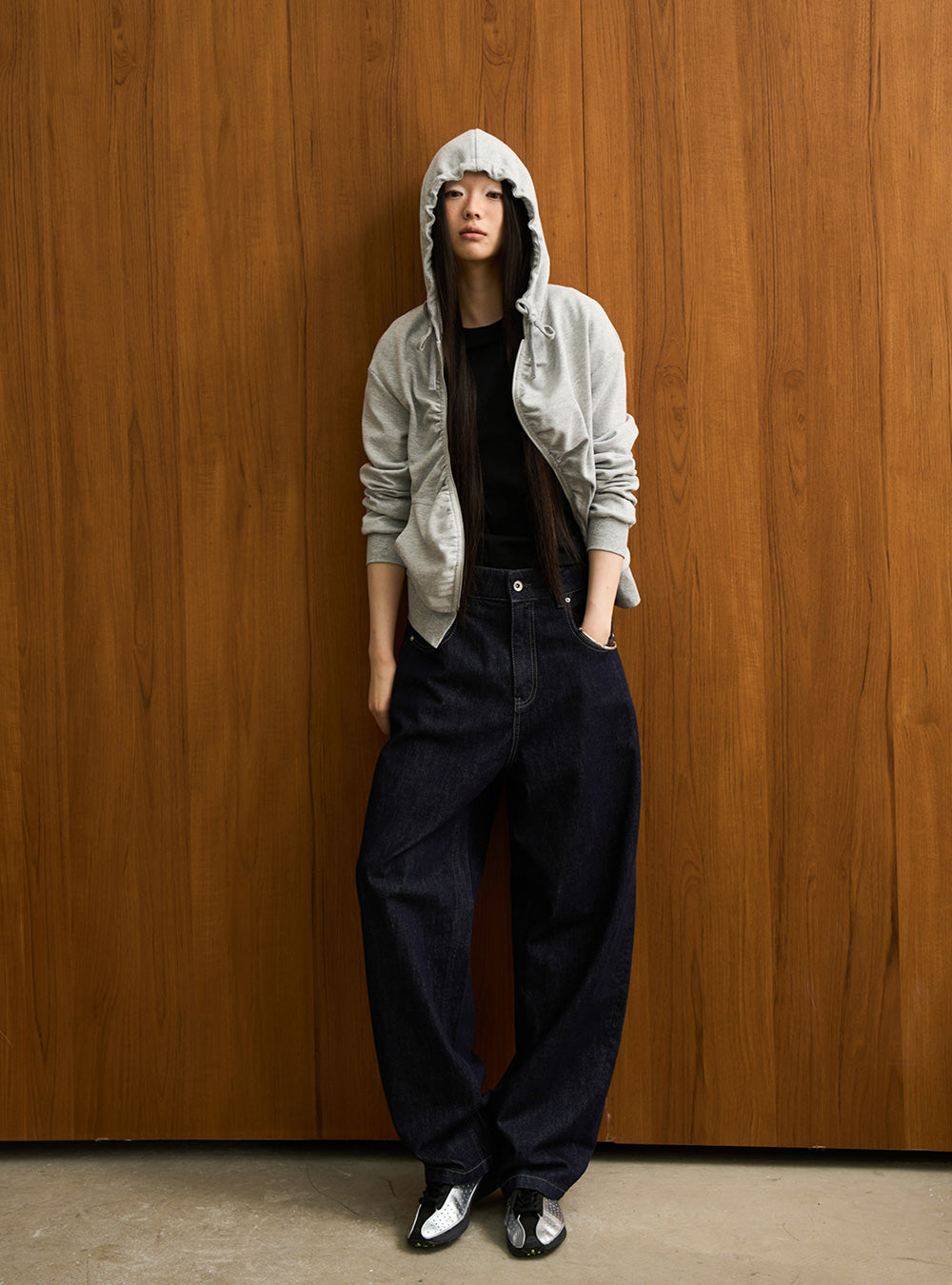 Cropped Shirred Hoodie