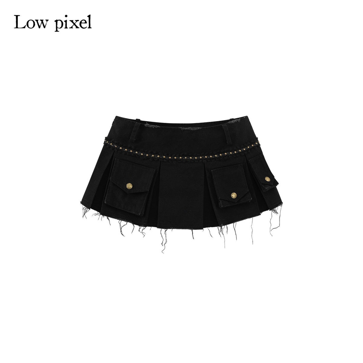 100% Cotton Low Waist Pleated A Line Sexy Women Daily Black Mini Skirts