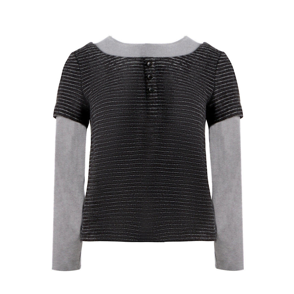 Layered Stripe Long Sleeve Top (2color)