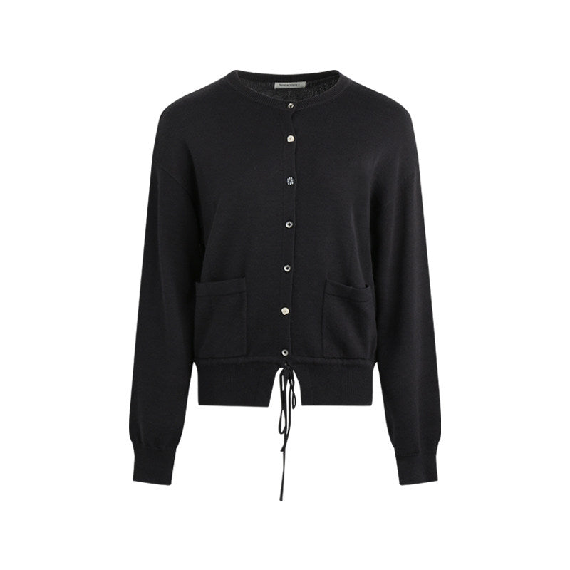 Soft Ribbon Hem Knit Cardigan (2color)