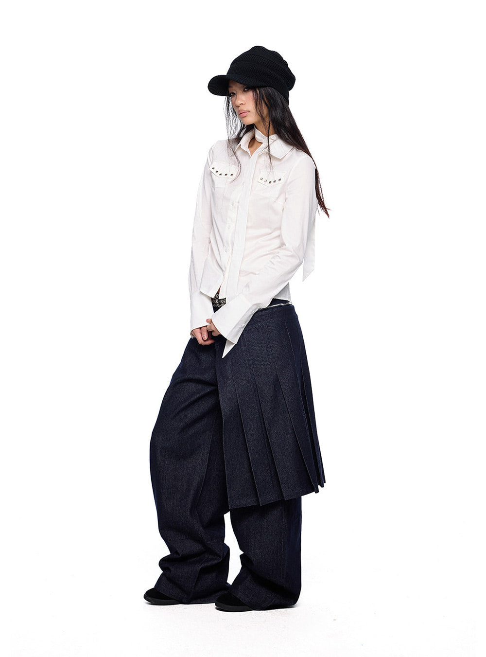 Stud Pocket Tie Shirt (2color)